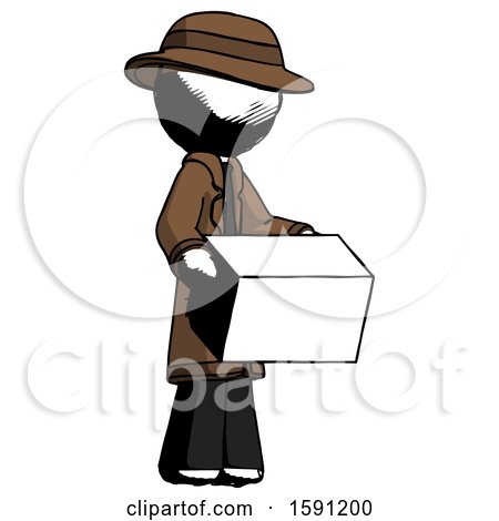 Ink Detective Man Holding Package to Send or Recieve in Mail by Leo Blanchette