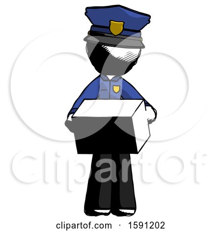 Ink Police Man Holding Box Sent or Arriving in Mail by Leo Blanchette