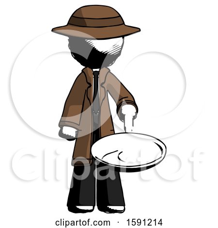 Ink Detective Man Frying Egg in Pan or Wok by Leo Blanchette