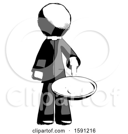 Ink Clergy Man Frying Egg in Pan or Wok by Leo Blanchette
