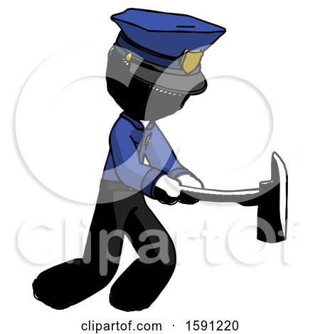 Ink Police Man with Ax Hitting, Striking, or Chopping by Leo Blanchette