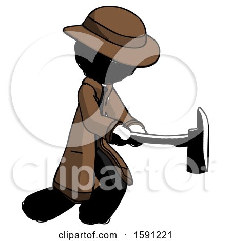 Ink Detective Man with Ax Hitting, Striking, or Chopping by Leo Blanchette