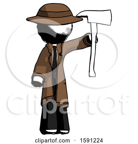 Ink Detective Man Holding up Red Firefighter's Ax by Leo Blanchette