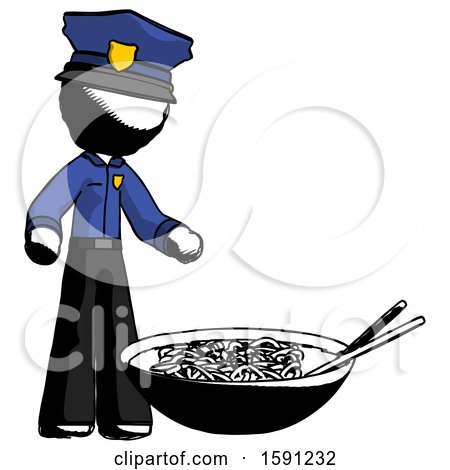 Ink Police Man and Noodle Bowl, Giant Soup Restaraunt Concept by Leo Blanchette