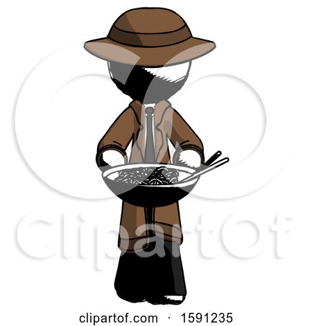 Ink Detective Man Serving or Presenting Noodles by Leo Blanchette