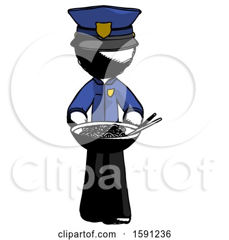 Ink Police Man Serving or Presenting Noodles by Leo Blanchette