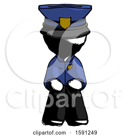 Ink Police Man Squatting Facing Front by Leo Blanchette