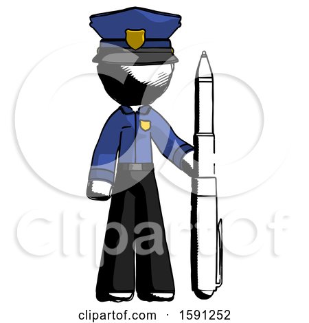 Ink Police Man Holding Large Pen by Leo Blanchette