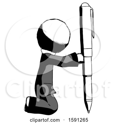 Ink Clergy Man Posing with Giant Pen in Powerful yet Awkward Manner. by Leo Blanchette