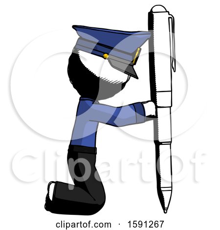 Ink Police Man Posing with Giant Pen in Powerful yet Awkward Manner. by Leo Blanchette