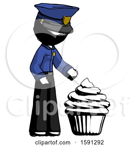 Ink Police Man with Giant Cupcake Dessert by Leo Blanchette