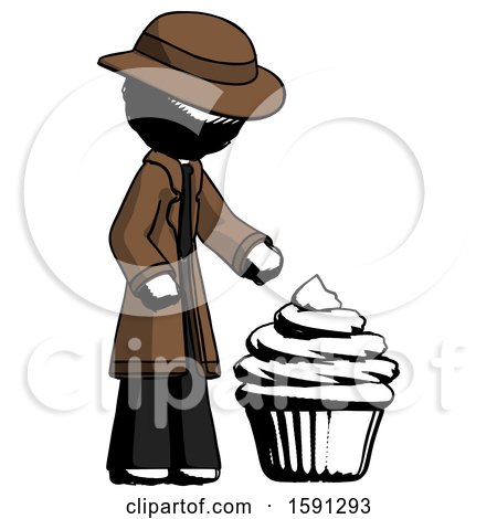 Ink Detective Man with Giant Cupcake Dessert by Leo Blanchette