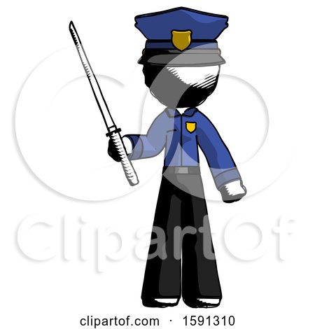 Ink Police Man Standing up with Ninja Sword Katana by Leo Blanchette