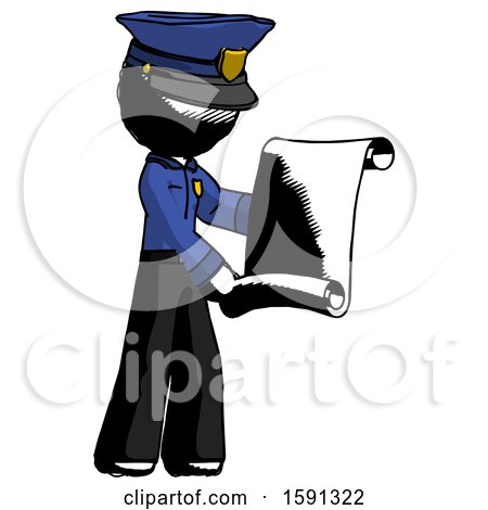 Ink Police Man Holding Blueprints or Scroll by Leo Blanchette