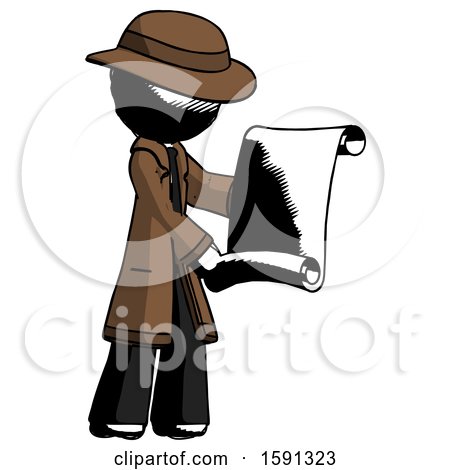 Ink Detective Man Holding Blueprints or Scroll by Leo Blanchette