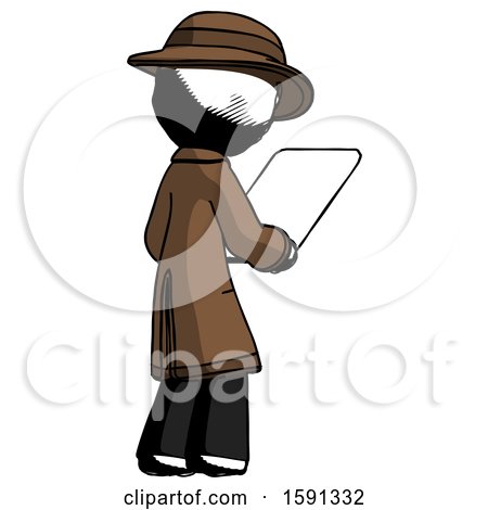 Ink Detective Man Looking at Tablet Device Computer Facing Away by Leo Blanchette