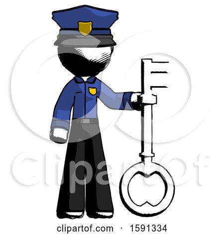 Ink Police Man Holding Key Made of Gold by Leo Blanchette