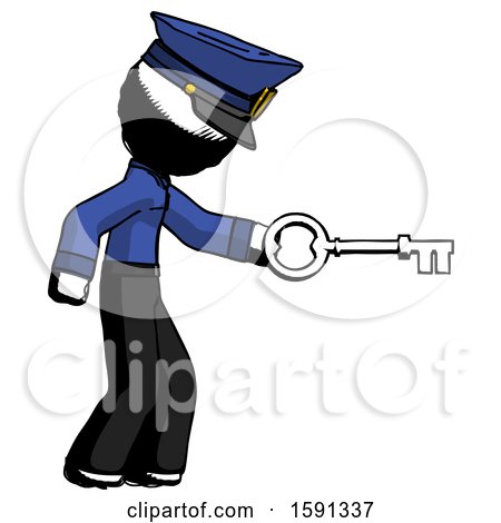 Ink Police Man with Big Key of Gold Opening Something by Leo Blanchette