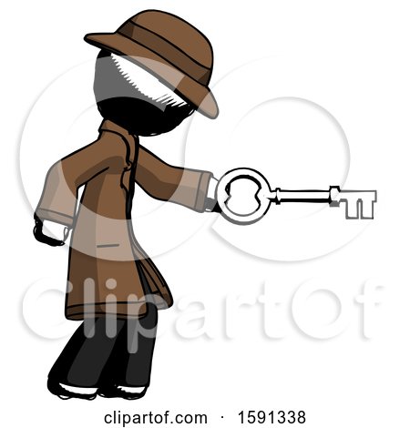 Ink Detective Man with Big Key of Gold Opening Something by Leo Blanchette