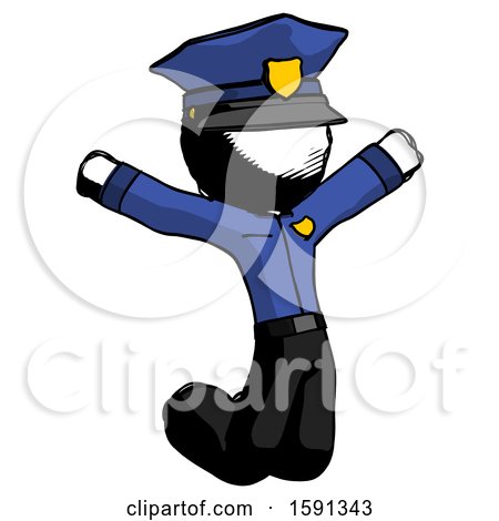 Ink Police Man Jumping or Kneeling with Gladness by Leo Blanchette