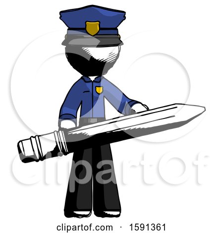Ink Police Man Writer or Blogger Holding Large Pencil by Leo Blanchette