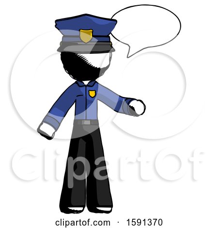 Ink Police Man with Word Bubble Talking Chat Icon by Leo Blanchette