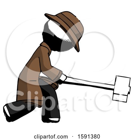 Ink Detective Man Hitting with Sledgehammer, or Smashing Something by Leo Blanchette