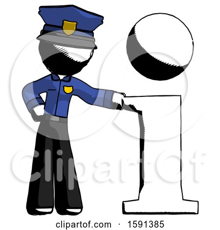 Ink Police Man with Info Symbol Leaning up Against It by Leo Blanchette