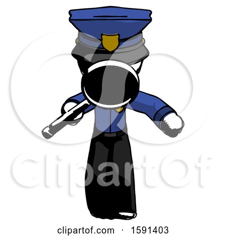 Ink Police Man Looking down Through Magnifying Glass by Leo Blanchette