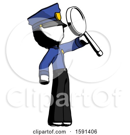 Ink Police Man Inspecting with Large Magnifying Glass Facing up by Leo Blanchette