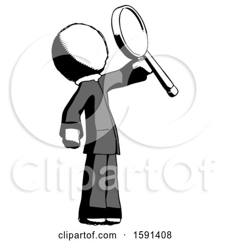 Ink Clergy Man Inspecting with Large Magnifying Glass Facing up by Leo Blanchette
