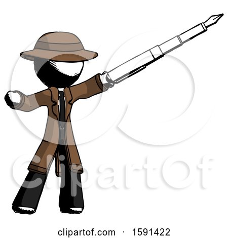 Ink Detective Man Pen Is Mightier Than the Sword Calligraphy Pose by Leo Blanchette