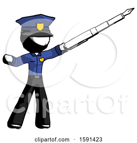Ink Police Man Pen Is Mightier Than the Sword Calligraphy Pose by Leo Blanchette