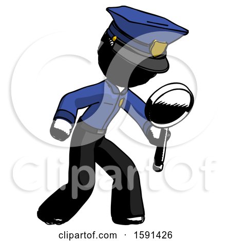 Ink Police Man Inspecting with Large Magnifying Glass Right by Leo Blanchette