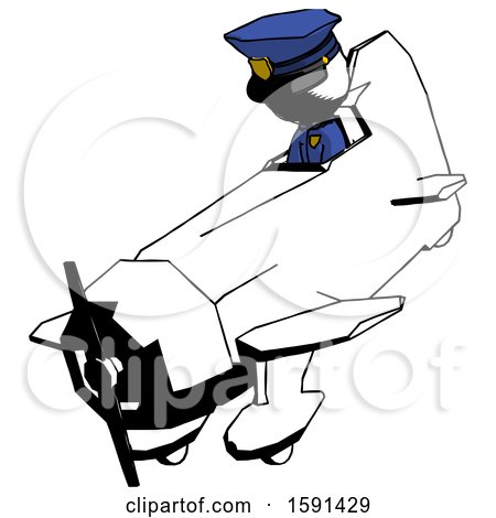 Ink Police Man in Geebee Stunt Plane Descending View by Leo Blanchette