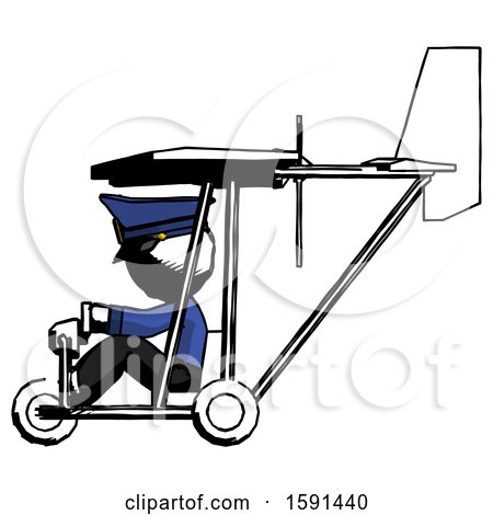 Ink Police Man in Ultralight Aircraft Side View by Leo Blanchette