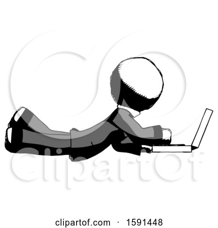 Ink Clergy Man Using Laptop Computer While Lying on Floor Side View by Leo Blanchette