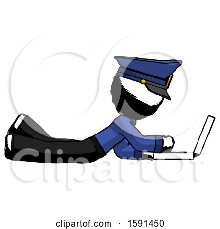 Ink Police Man Using Laptop Computer While Lying on Floor Side View by Leo Blanchette