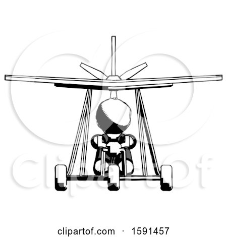 Ink Clergy Man in Ultralight Aircraft Front View by Leo Blanchette