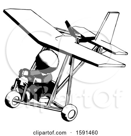 Ink Clergy Man in Ultralight Aircraft Top Side View by Leo Blanchette
