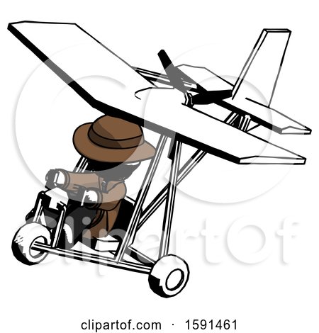 Ink Detective Man in Ultralight Aircraft Top Side View by Leo Blanchette