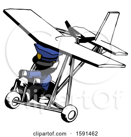 Ink Police Man in Ultralight Aircraft Top Side View by Leo Blanchette