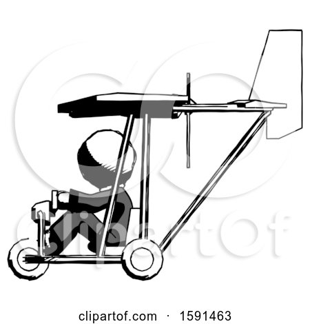 Ink Clergy Man in Ultralight Aircraft Side View by Leo Blanchette