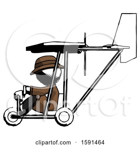 Ink Detective Man in Ultralight Aircraft Side View by Leo Blanchette