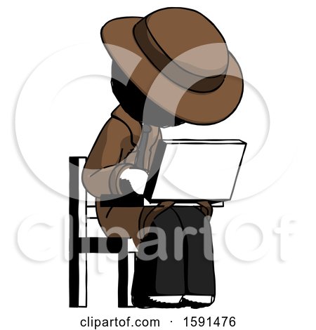 Ink Detective Man Using Laptop Computer While Sitting in Chair Angled Right by Leo Blanchette
