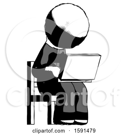 Ink Clergy Man Using Laptop Computer While Sitting in Chair Angled Right by Leo Blanchette