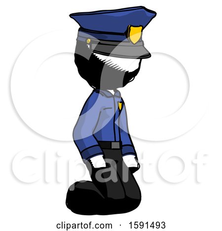 Ink Police Man Kneeling Angle View Right by Leo Blanchette