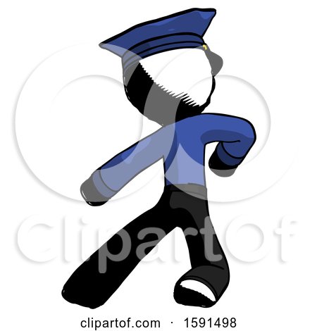 Ink Police Man Karate Defense Pose Left by Leo Blanchette