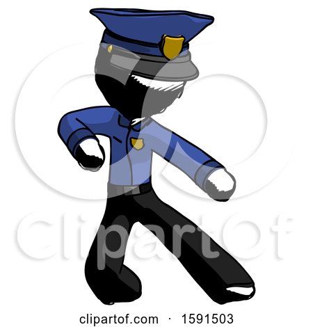 Ink Police Man Karate Defense Pose Right by Leo Blanchette