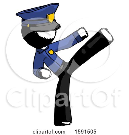 Ink Police Man Ninja Kick Right by Leo Blanchette